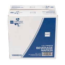Hawthorn Premium Beverage Napkins 2-Ply, Black, 9.5 x 9.5 (1000Pack)