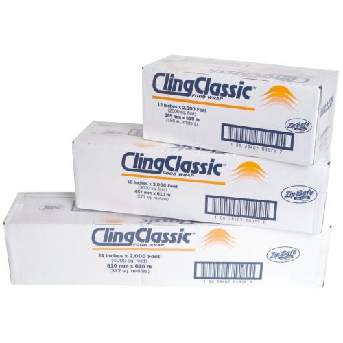 PVC Cling Classic Foodservice Film Wrap with Serrated Cutter Box, Clear, 18" x 2000' 1/2000-FT (1 PK)