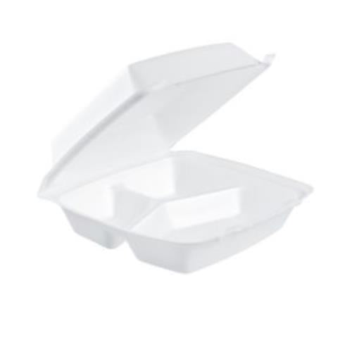 Performer® Medium 3 Compartment With Removable Hinged Lid, White, 8.4" x 7.9" x 3.3" (200Pack)