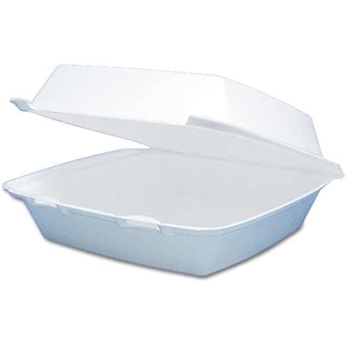 Performer® EPS 1-Compartment Removable Hinged Lid Container, White, 8.4" x 7.9" x 3.3", (200Pack)