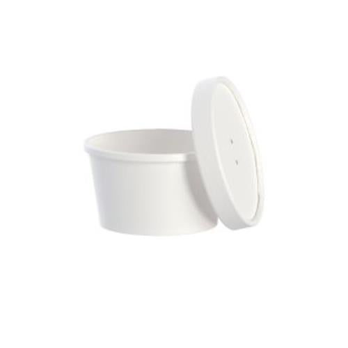 Paper Squat Hot Food Container Combo, White, 8 oz (250Pack)