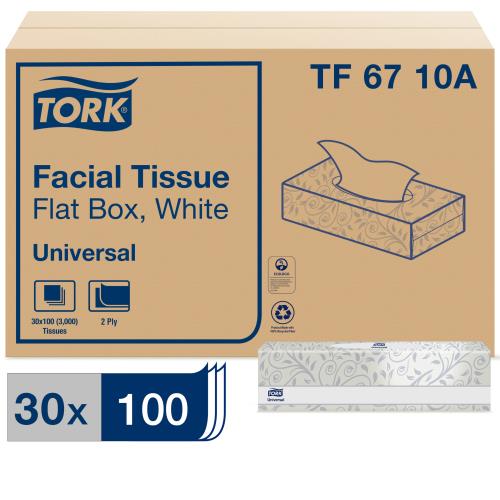 Tork Universal Facial Tissue Flat Box White (30Pack)