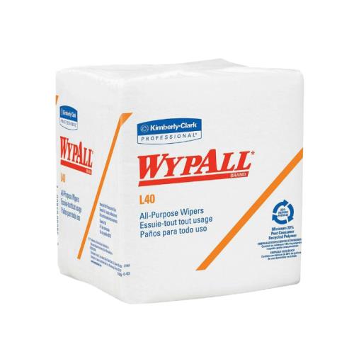 Wypall® L40 Quarter Fold Wiper, White, 12.5" x 14.4"