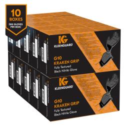 Kleenguard Kraken Grip Fully Textured Black Nitrile Gloves, Large (1000Pack)