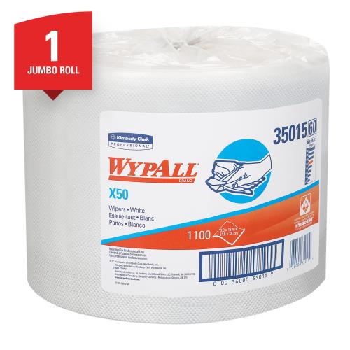 Wypall® X50 Cloth Jumbo Roll, 1-Ply, White, 1 Roll/Case, 1100 Sheets/Roll