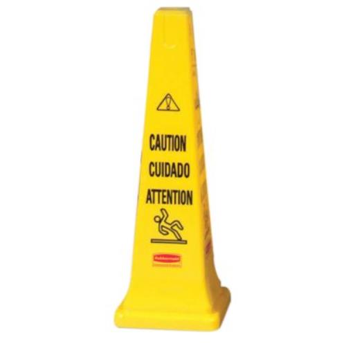 Yellow Plastic Safety Cone 4 Sided (5 PACK)