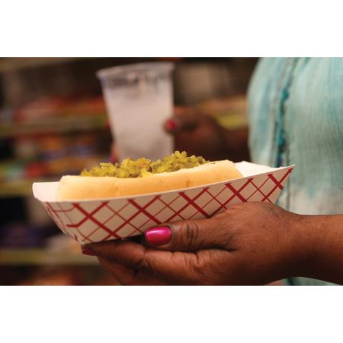SBS Paperboard Hot Dog Tray, Red/White , 7" x 2.75" x 1.5 (1000Pack)