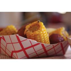 Southland Paper #300 Check Food Tray, Red/White, 3 Lb, 7.01" x 4.89" x 2.13" (500Pack)