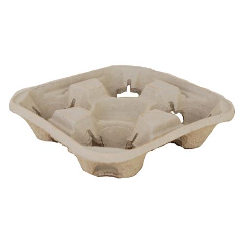 Molded Fiber Paper 4-Cup Carrier, 8-44 oz (300Pack)