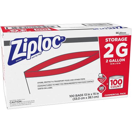 Ziploc® Brand Seal Top Storage Bags, 2 Gal (100Pack)