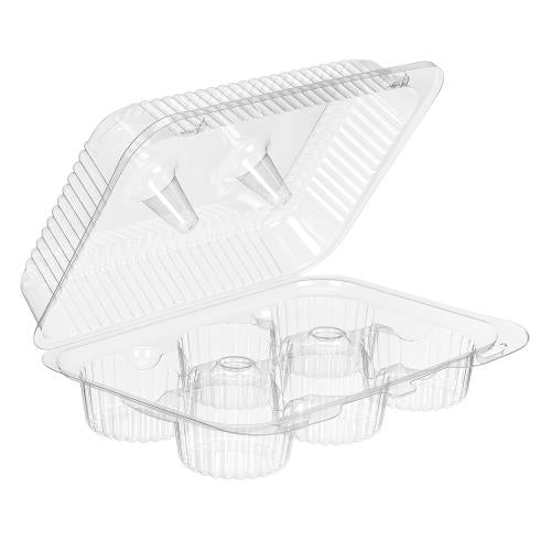 6-Count Muffin/Cupcake Clamshell Container, Clear, 9.38" x 6.75" x 2.88" (300Pack)