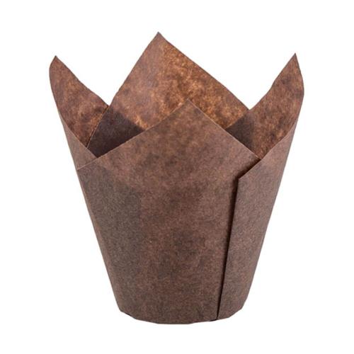5 Oz 2 Bottom x 2.5 to 4" Brown Paper Tulip Baking Cup (2000Pack)