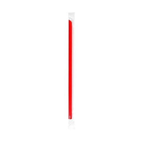 Cello-O-Core® Plastic Giant Straws, Wrapped, Red, 9" (1200Pack)