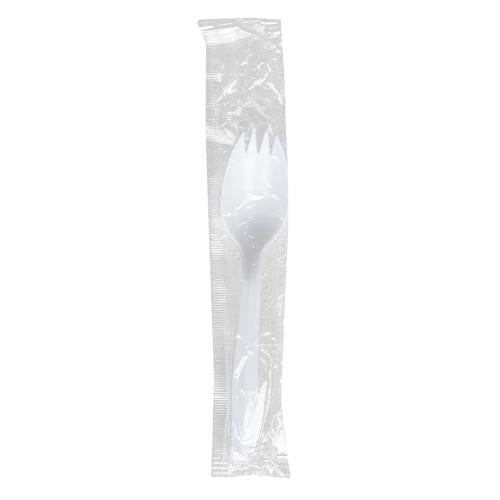 Prime Source® Polypropylene Wrapped Spork, White, Medium Weight, (1000Pack)