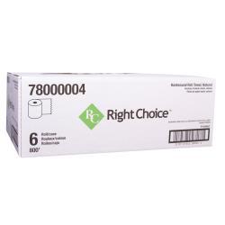 Right Choice™ Paper Hardwound Towel 1-Ply, Kraft, 7.87" x 800 (6Pack)