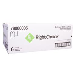 Right Choice™ Paper Hardwound Roll Towel 1-Ply, White, 7.87" x 700 (6Pack)