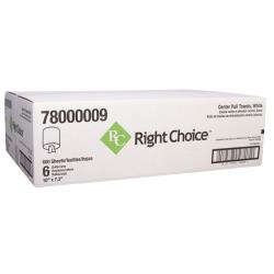 Right Choice™ Paper Center Pull Towel 2-Ply 600-Sheets, White, 7.3" x 10 (6Pack)