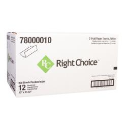 Right Choice™ Paper C-Fold 1 Ply Towel, White, 10" x 11.42" (12Pack)