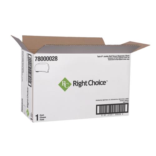 Right Choice™ Impact-Resistant Plastic Double JRT Dispenser, Black, 9