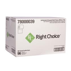 Right Choice™ Paper SBT Toilet Tissue 2-Ply 500-Sheets, White, 4.0" x 3.0"