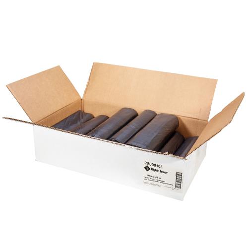 Right Choice™ HDPE 40/45-Gal Can Liner Roll, Black, 40" x 48", 16 mic (250Pack)