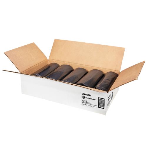 Right Choice™ LDPE (Repro) 33-Gal Can Liner Roll, Black, 33" X 39", 1.3 mil (100Pack)