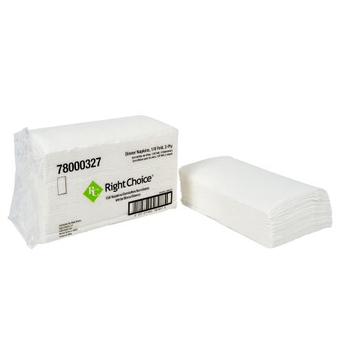 Right Choice™ Dinner Napkin 1/8 Fold, White, 14.2 x 16.5, (3000Pack)
