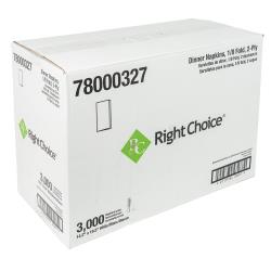 Right Choice™ Dinner Napkin 1/8 Fold, White, 14.2 x 16.5, (3000Pack)