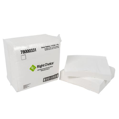 Right Choice™ Dinner Napkin, White, 16 x 16, 1/4 Fold, (4000Pack)