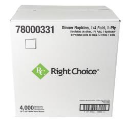 Right Choice™ Dinner Napkin, White, 16 x 16, 1/4 Fold, (4000Pack)