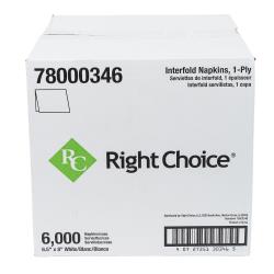 Right Choice™ Dispenser Napkin 1-Ply, White, 6.5" x 8" (6000Pack)