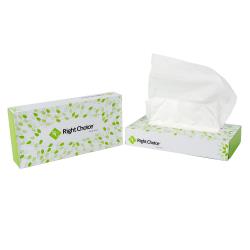 Right Choice™ Paper Facial Tissue 2-Ply 100 Sheet, White, 7.9" x 7.9" (30Pack)