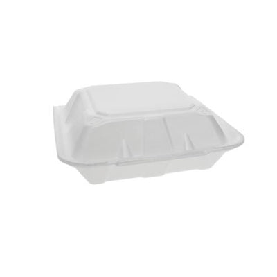 EPS 1 Compartment Hinged Container, White, (200Pack)