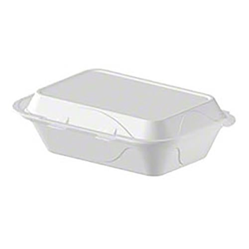 White 1 Compartment Hinged Foam Container 9.25" x 6.5" x 2.8"  (200Pack)