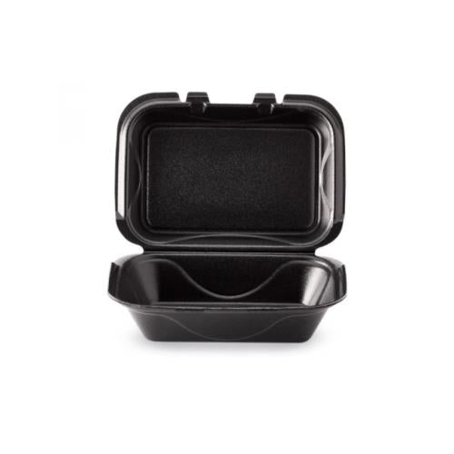 9.25" x 6.5" x 2.88" Black Hinged Vented Container (200Pack)