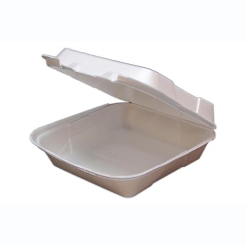 White Foam 1-Compartment Hinged Container Regal 8 X 8 X 3" (200Pack)