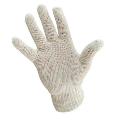 One Size White Poly/Cotton Lightweight Knit Gloves (12Pack)