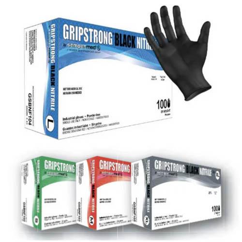 GRIPSTRONG Glove, Nitrile, Black, Size Variety (1000Pack)