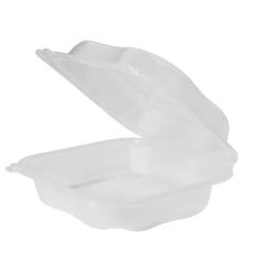 EcoSystems Polypropylene Hinged Container, Clear, 8.35" x 8.3" x 3", (150Pack)