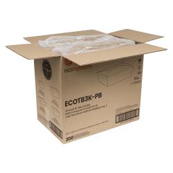 EcoSystems #3 Poly Coated Paperboard 95% PCR Take Out Boxes, Kraft, (200Pack)