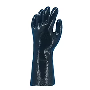 Black PVC, Rough Finish, 14" Gauntlet Cuff, Interlock Lining