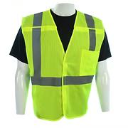 Breakaway Vest, Hi-Vis Yellow Mesh, Reflective Stripes, One Outside Chest Pocket, 1 Pencil Pocket Outside Pocket, Class II, Sizes S-5XL