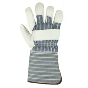 Cowhide Grain Leather Palm, Premium Grade, Gauntlet Cuff, Gunn Cut, Straight Thumb. Sizes: S-XL