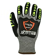 Winter Lined HPPE Impact Level 2 Glove, Cut A5, Black Sandy Nitrile Palm, Velcro Closure, S-2XL