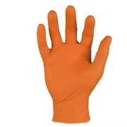 Hi-Vis Orange Nitrile Powder Free Glove, Heavy Texture Diamond Pattern, 8 mil, Extended Cuff, Sizes S-2XL