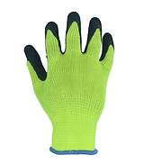 Cotton/Polyester String Knit, Hi-Vis Yellow, Black Crinkle Finish Latex, S and XL