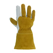 Foam Lined Cowhide Grain Welders Glove, Natural Premium Grade, Golden Brown Cuff, Reinforced Patches, Keystone Thumb, S-XL