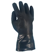 Black PVC, Double Dipped Sandy Finish, Interlock Lining, 12" Gauntlet Cuff