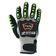 HPPE Impact Level 2 Glove, Cut A6, Black Sandy Nitrile Palm, Velcro Closure, S-2XL