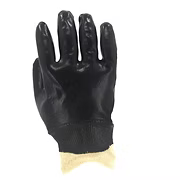 Black PVC, Smooth Finish, Interlock Lining, Knit Wrist, Large